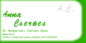 anna cserpes business card